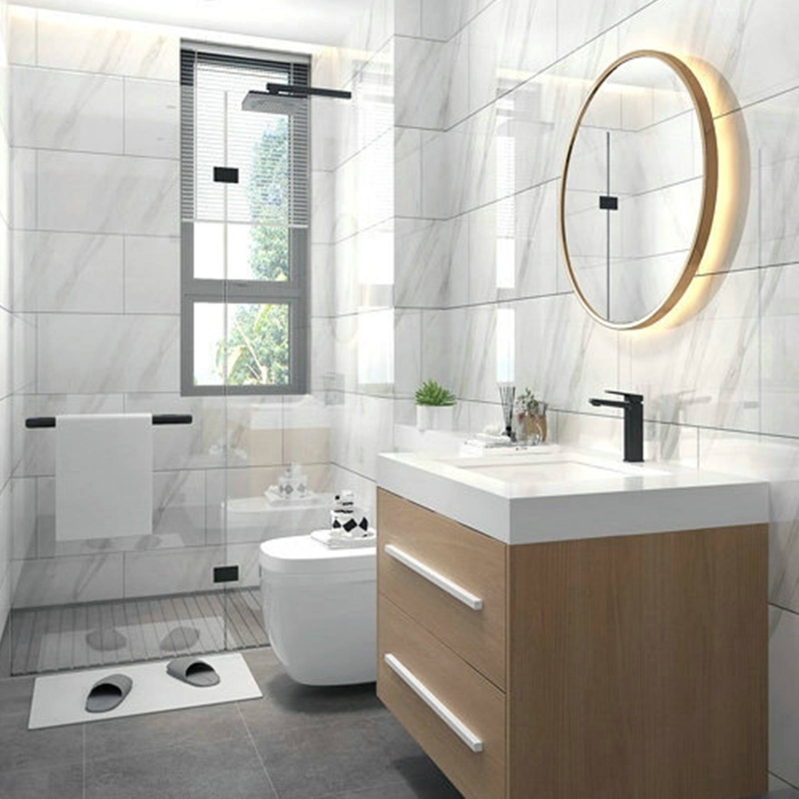 Marble Effect Wall Tile Sticker Self Adhesive Wallpaper Panel Kitchen Bathroom