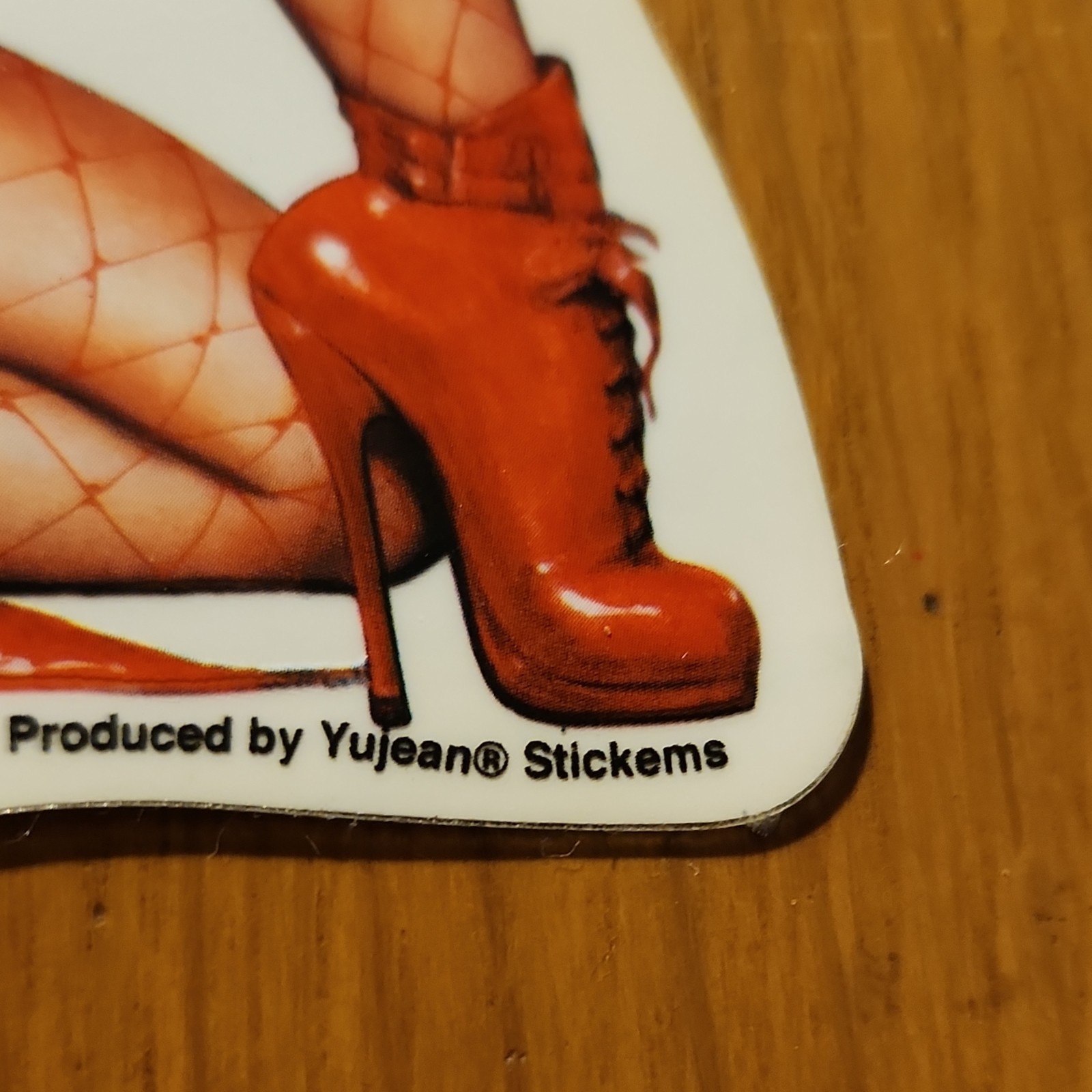 Yujean Stickems Pin-up Red Vinyl Sticker Fishnet Pop Art Self-Adhesive