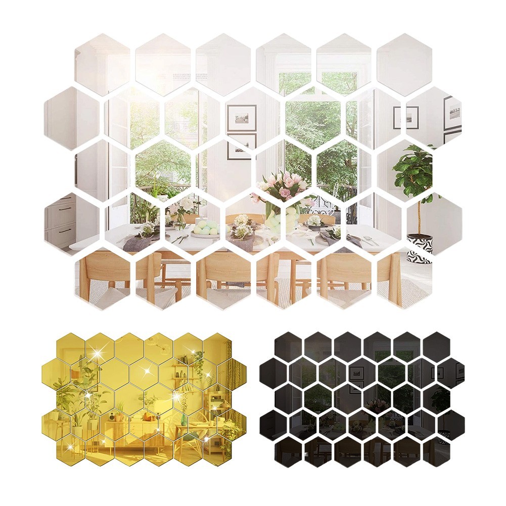 Hexagonal Mirror Removable Decals Lightweight Acrylic Shatterproof Acrylic