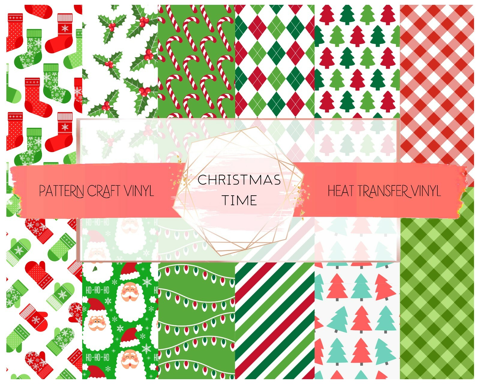 Red Green Christmas Pattern HTV & Adhesive Craft Vinyl – Siser | Oracal