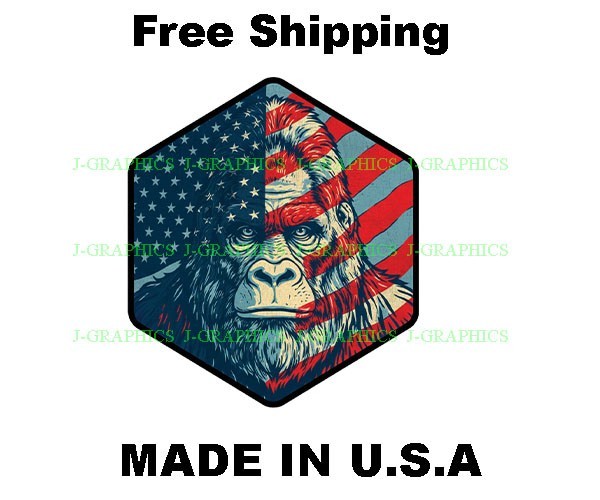 Bigfoot USA Flag patriotic sticker vinyl decal sasquatch B