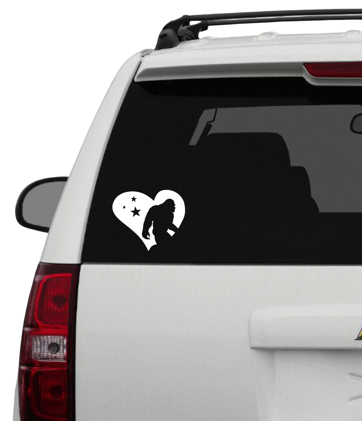 Big Foot Sasquatch Yeti Heart Decal Sticker Car Truck SUV Wall Laptop Tablet
