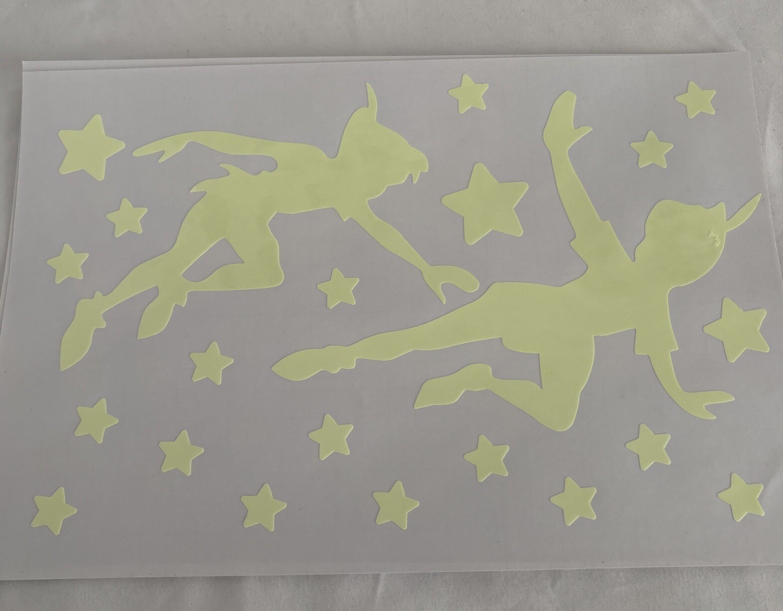 Disney Peter Pan& Friends Stickers, Glow In Dark, Wall Decal, whimsical