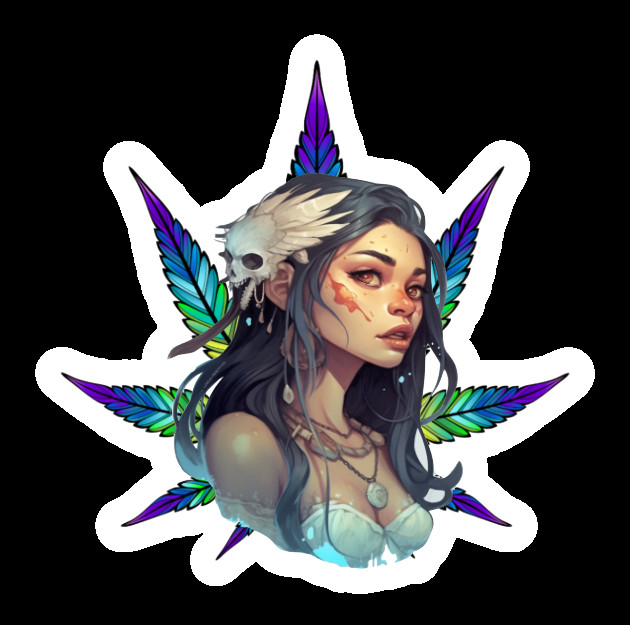 Native American Stoner Weed Smoker Sticker Vinyl Laptop Indigenous Art
