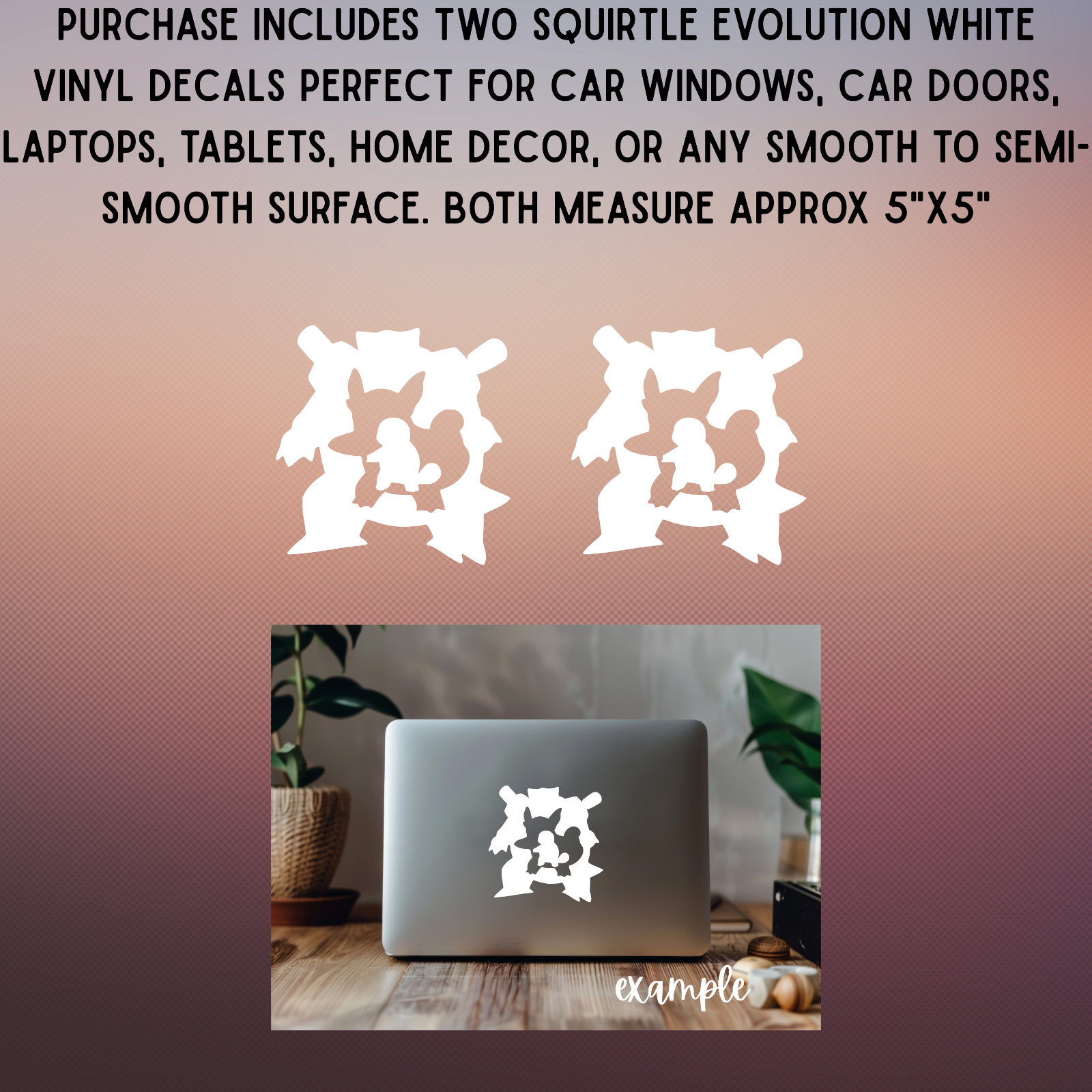 Squirtle Evolution 2 PACK Vinyl Wartortle Blastoise Pokemon Decals