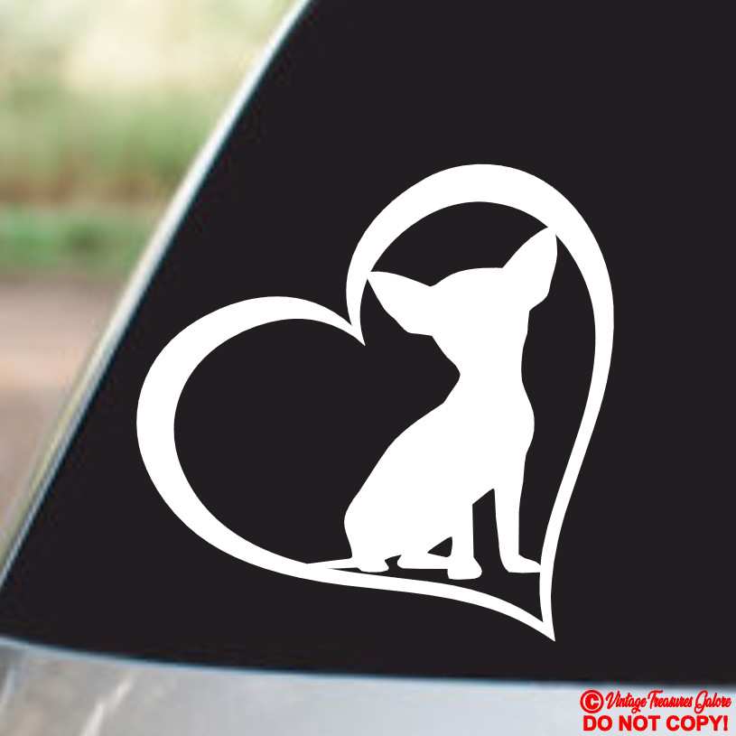 CHIHUAHUA HEART Vinyl Decal Sticker Car Window Bumper Dog Puppy Cute Funny Love