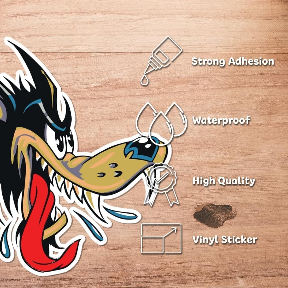 Big Bad Wolf Head Kustom Kulture Cartoon Vinyl Decal Car Bumper Sticker 5"x4"