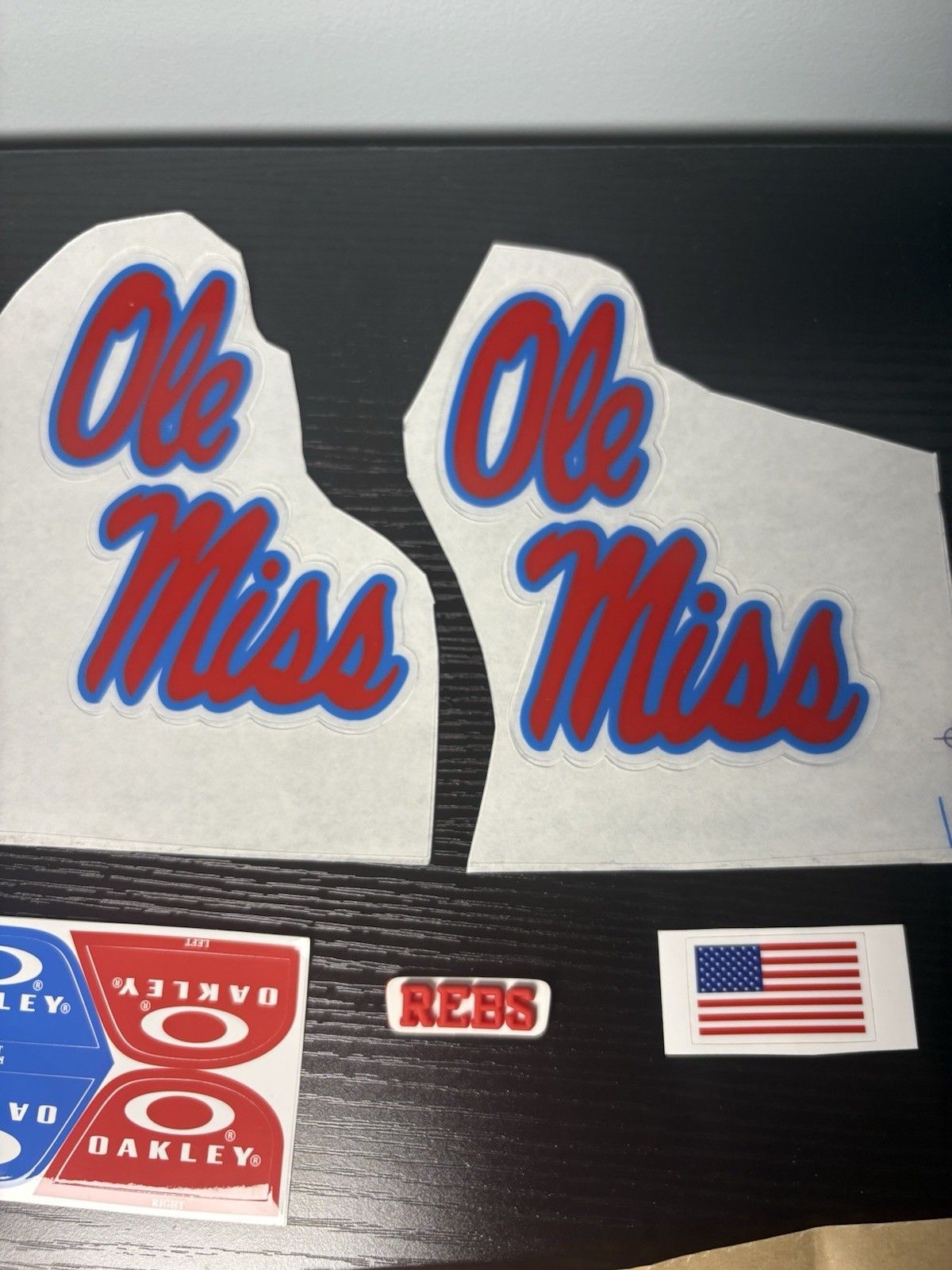 AUTHENTIC Ole Miss Football Shutt F7 Decals! Straight from Equipment Room. 20 ML