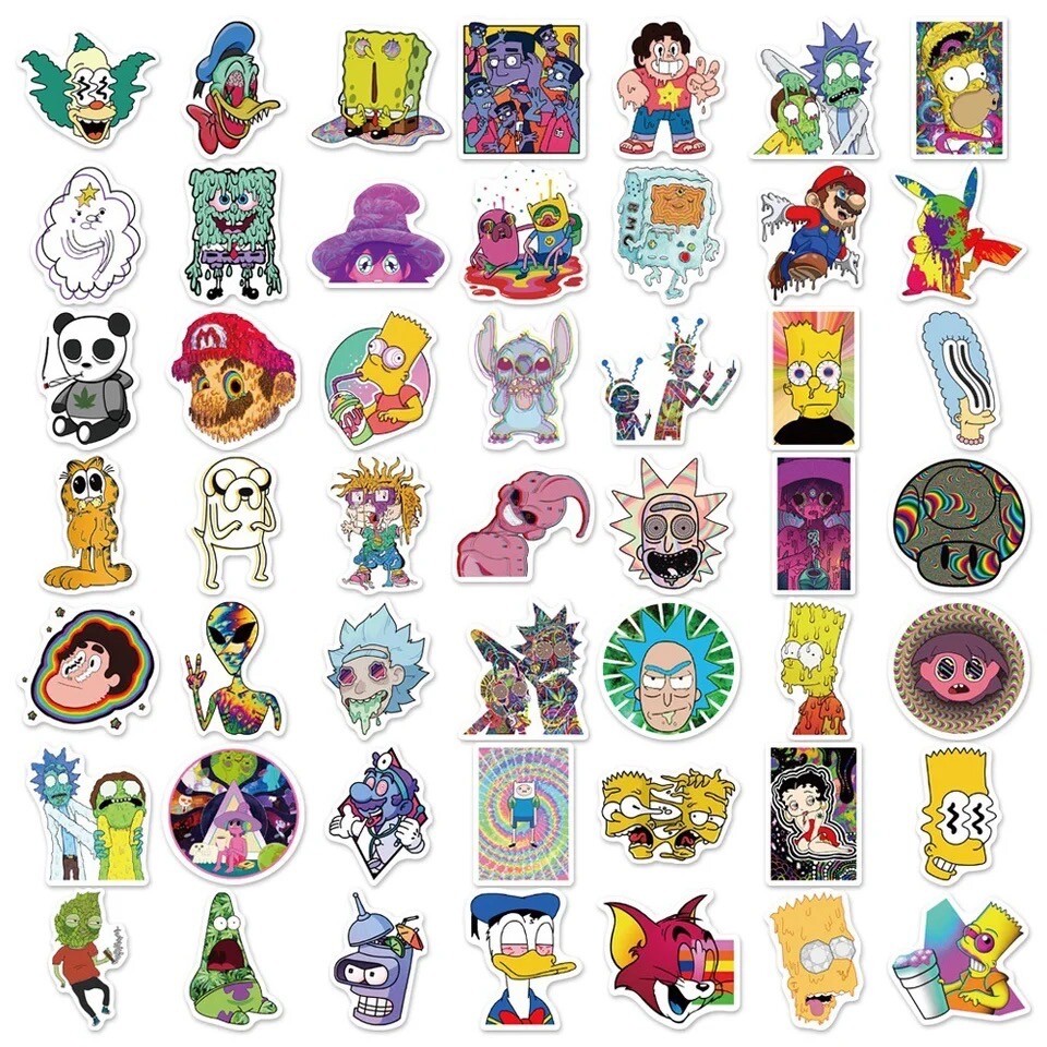 Trippy Psychedelic 50pk Stickers Mix Drippy Trippy Random Stickers Funny