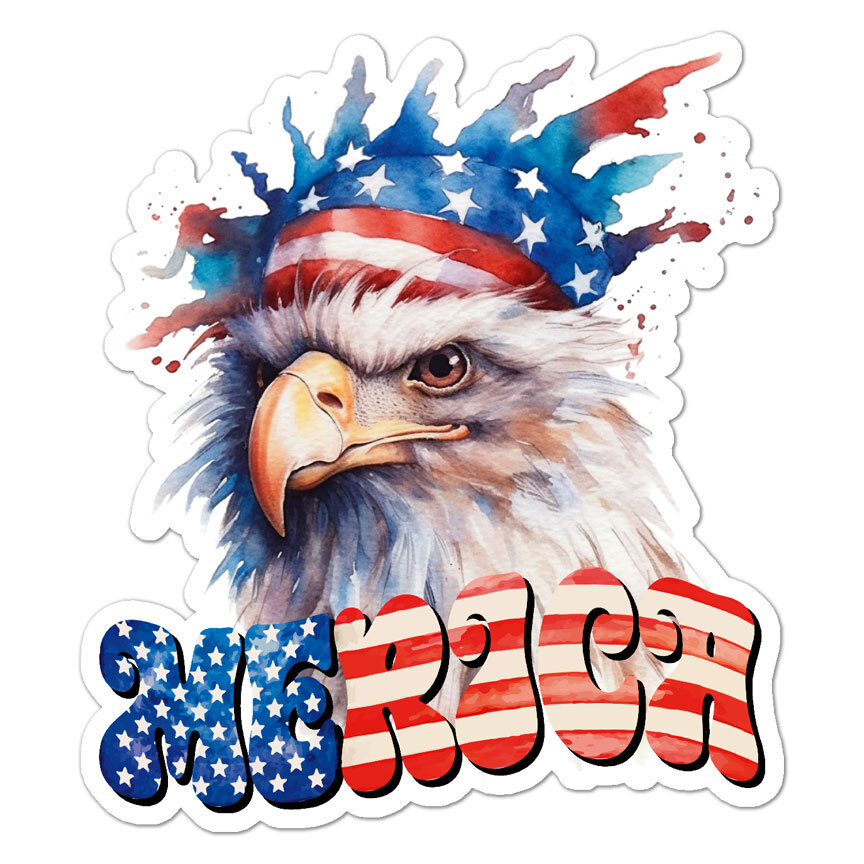 'Merica Bald Eagle, Vinyl Decal Sticker, Indoor Outdoor, 3 Sizes, #9952