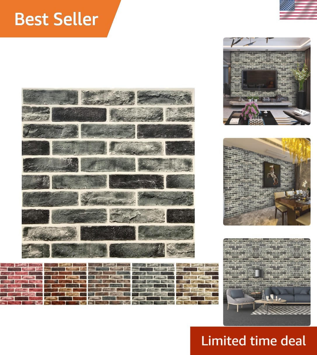 High-Quality Grey Faux Stone Wall Panel – 52 Sq.Ft Peel and Stick Design