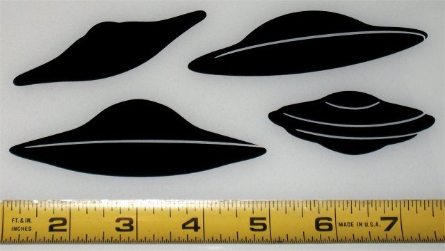 UFOs! – Set of 4 – HQ Single Color High Gloss Vinyl Decals!