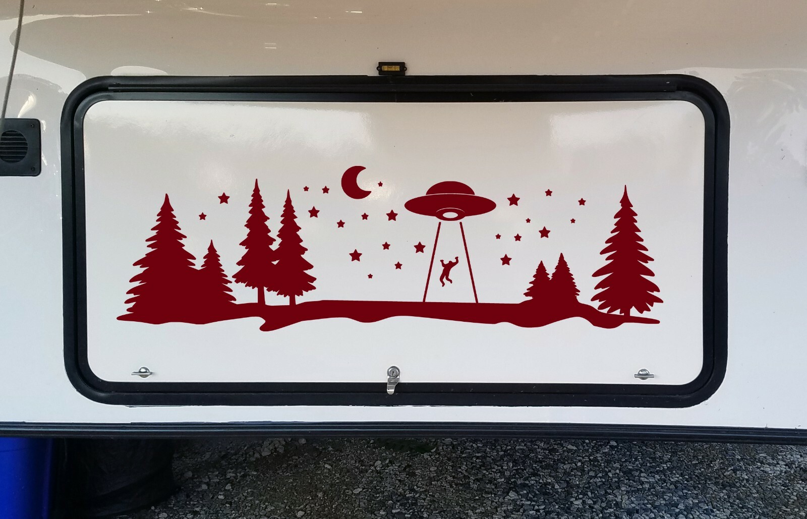 UFO Forest Moon Scene Vinyl Decal V1 – RV Graphics Stars Alien Abduction Die Cut