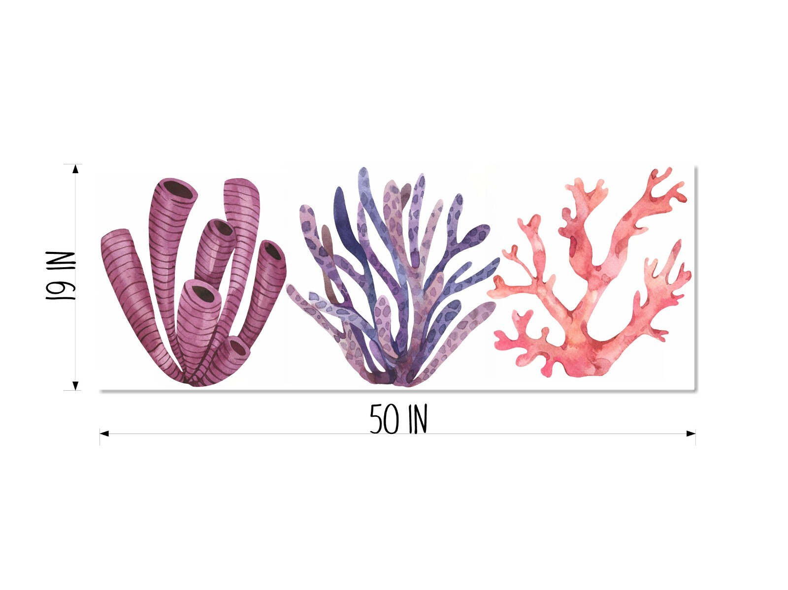 Seaweed, Coral, Tropical Fish & Seashells Ocean Fabric Wall Decal Set Removable
