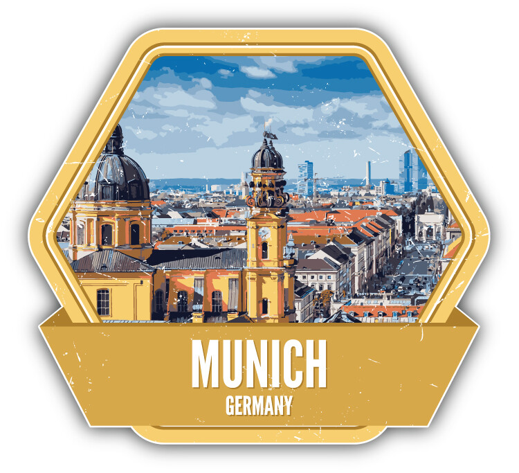 Munich Germany Grunge Vintage Travel Label Car Bumper Sticker Decal