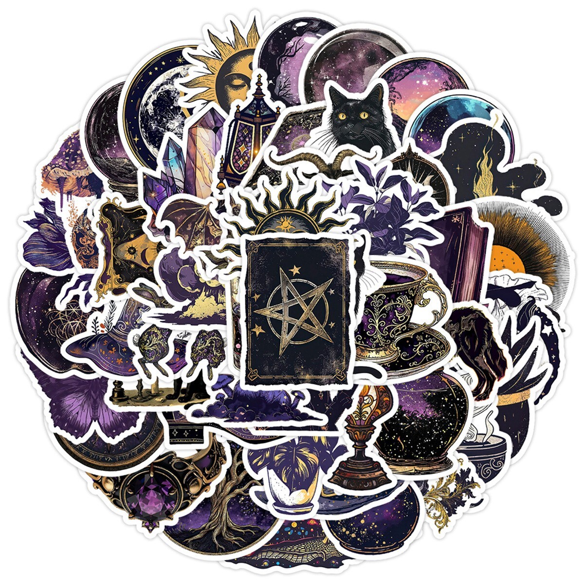 50pcs Waterproof Vinyl Stickers Dark Magic Witch Luggage Phone Laptop Car Window