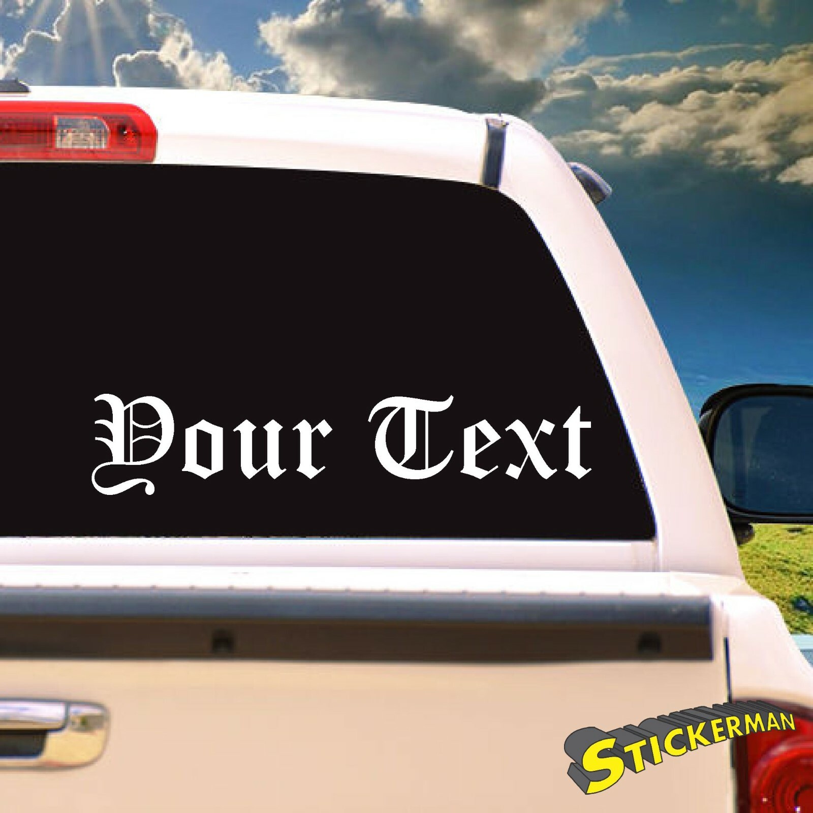 Old English Vinyl Decal Sticker Car Window Bumper CUSTOM Personalized Lettering