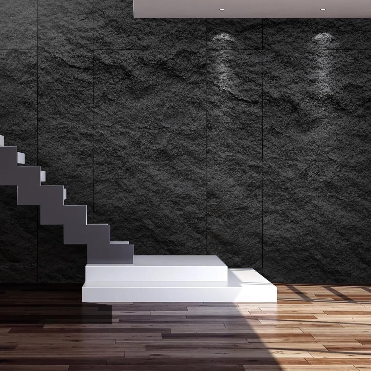 PU 3D Faux Stone Wall Panels, 4 PCS Wainscoting Panel for Interior Wall Decor, C