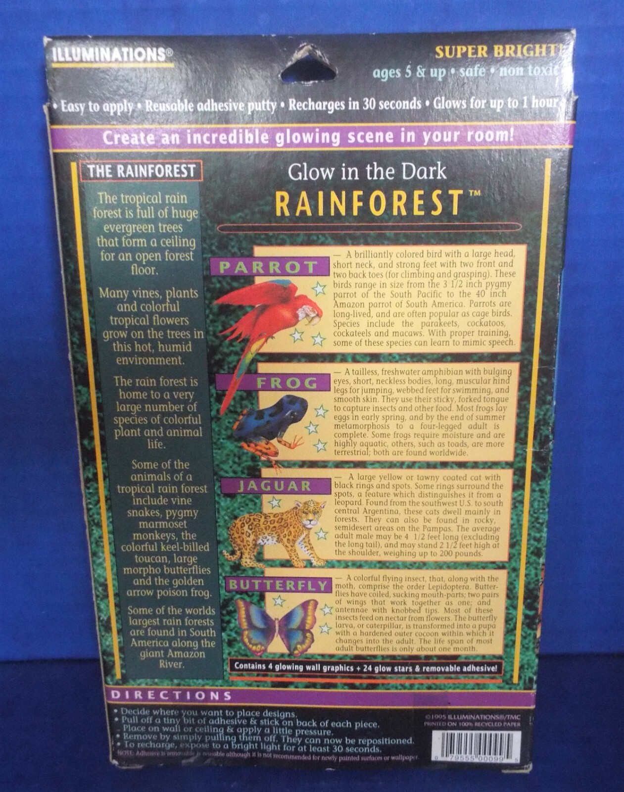 Vintage 1995 Glow In The Dark ILLUMINATIONS Rainforest /4 Wall Graphics/24 Stars