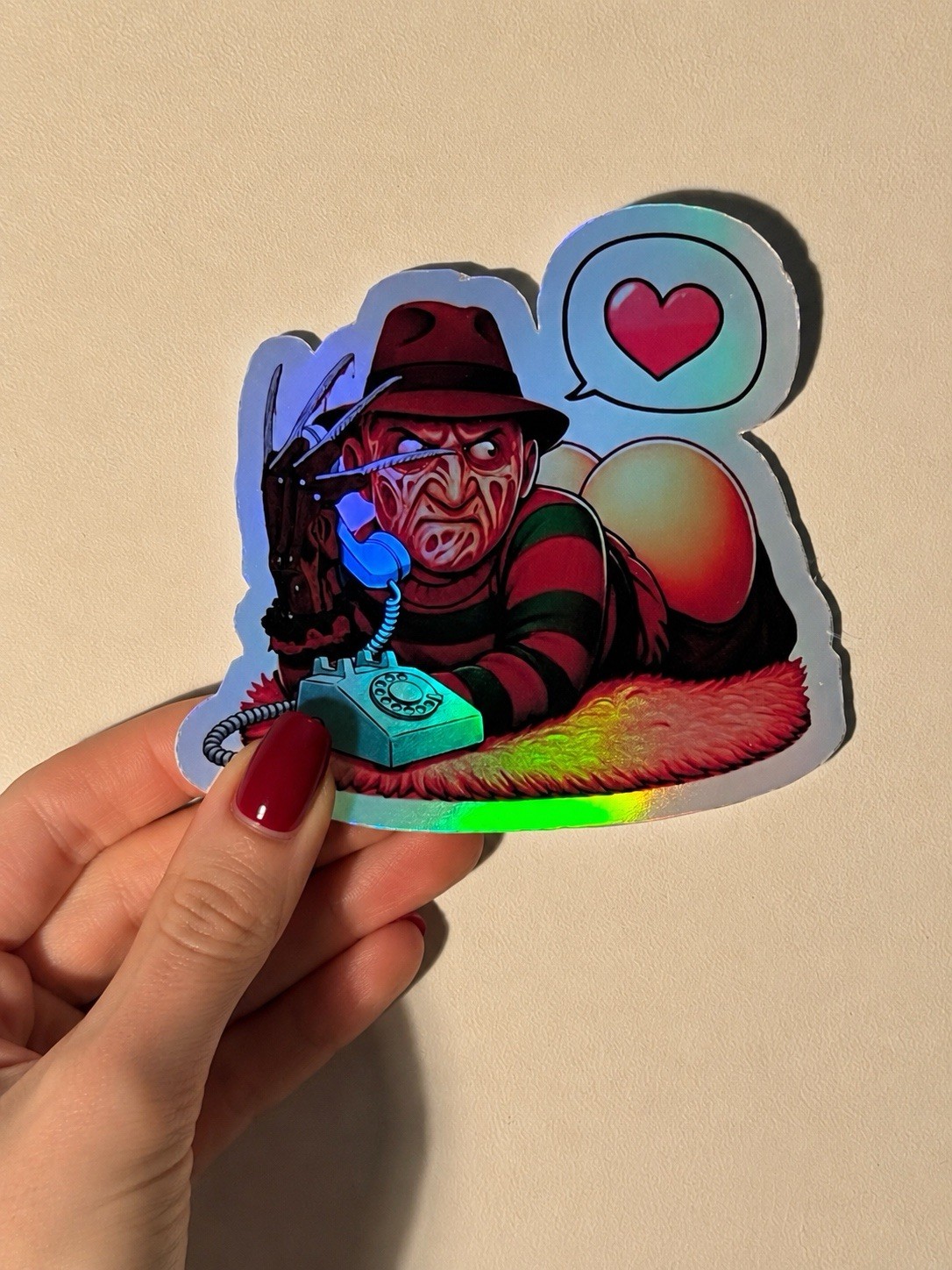 Freddy Krueger Horror Booty Call Holographic Waterproof 3 Inch Sticker