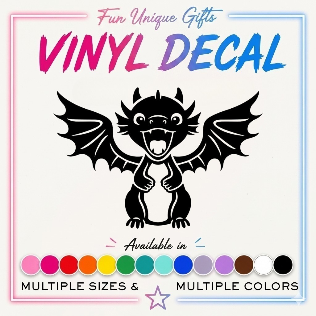 Happy Dragon Vinyl Decal Sticker -Multiple Colors & Sizes- FREE SHIPPING