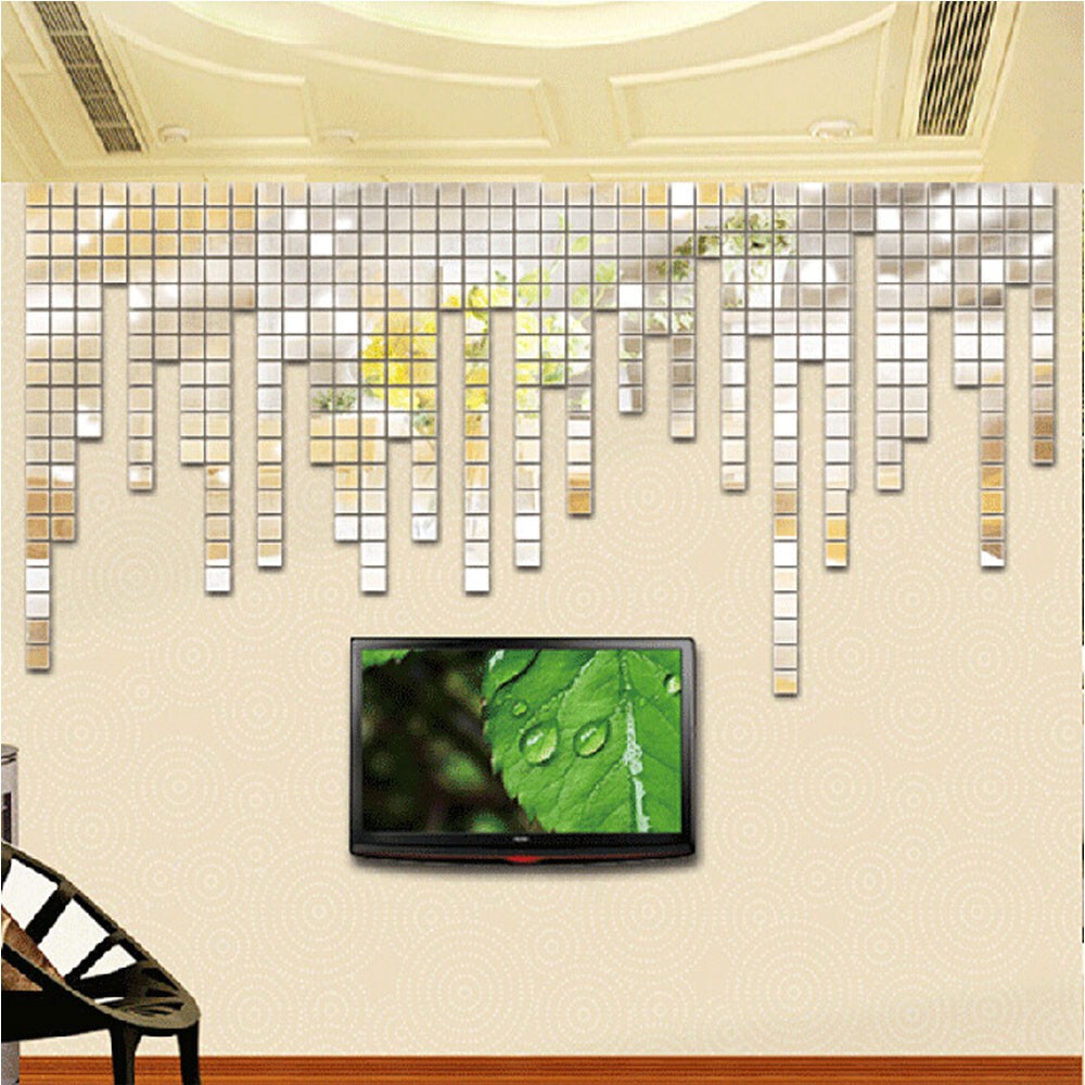200Pcs 0.8" Square Acrylic Mirror Wall Stickers Decal Art Murals DIY Home Decor