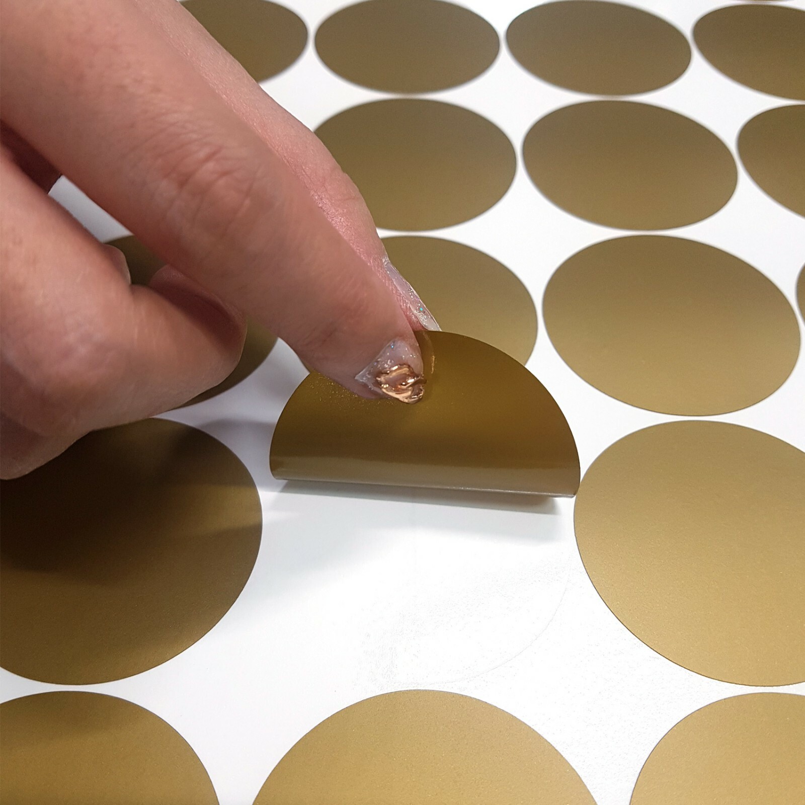 Gold Metallic Wall Vinyl Decal Dots – 2inch, 216 Decals – Matte Polka Dot