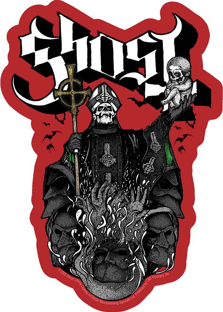 Sticker – Ghost Papa Emeritus Grucifix Gothic Metal Music Band Skull Fire Occult
