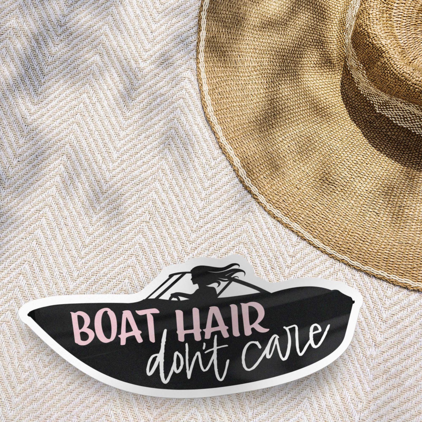 Boat Hair Don't Care Sticker- Funny Decal for Water Bottle & Laptop