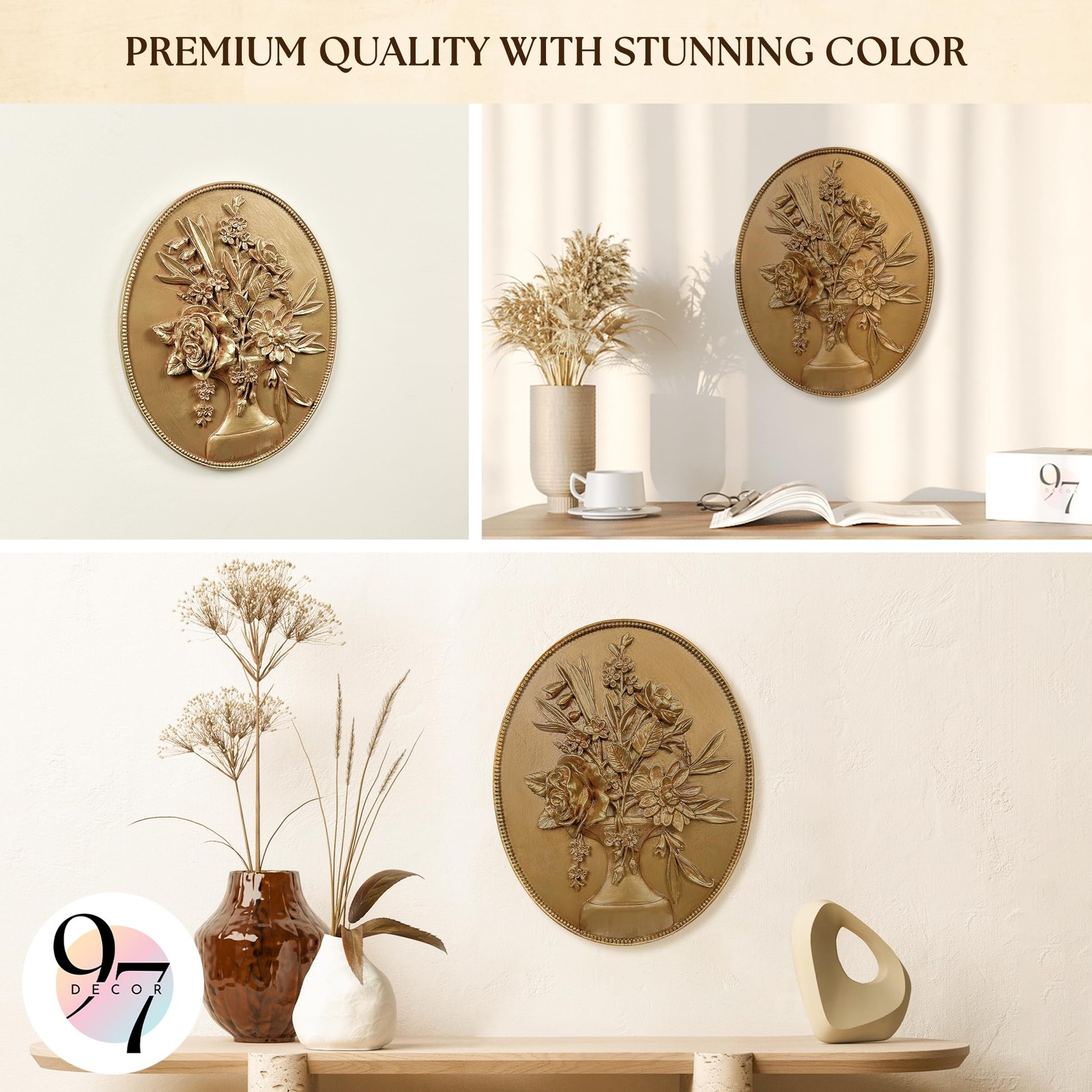 97 Decor Vintage Wall Sculptures For Living Room – Gold Vintage Wall Decor, O…