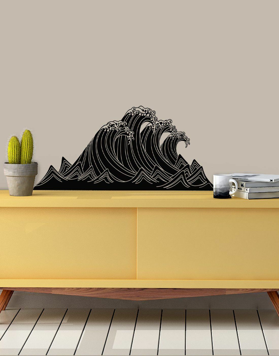 Japanese Typhoon Wave Abstract Wall Decal Sticker. Hokusai Great Wave. #6110
