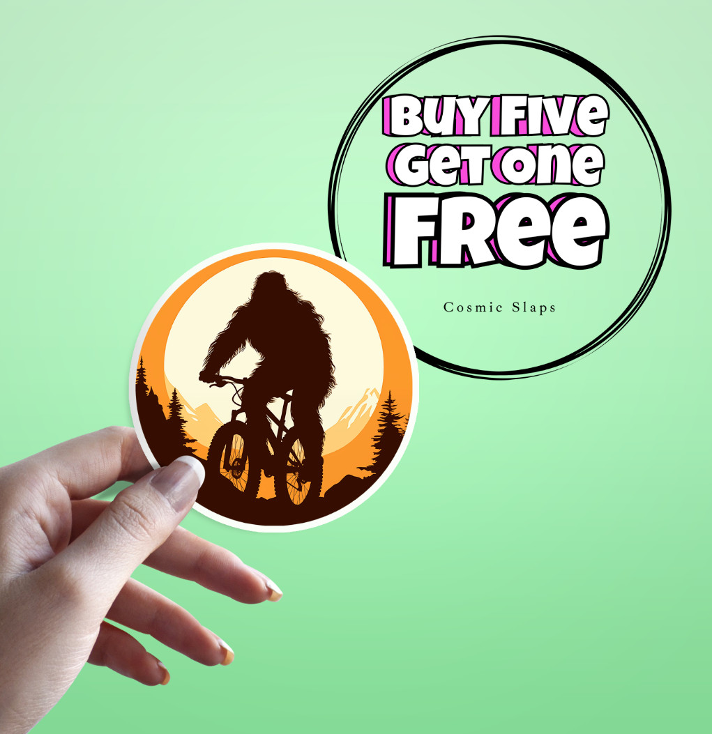 Bigfoot Sticker: Mountain Bike Sasquatch, Funny BMX Bicycle Waterproof Sticker