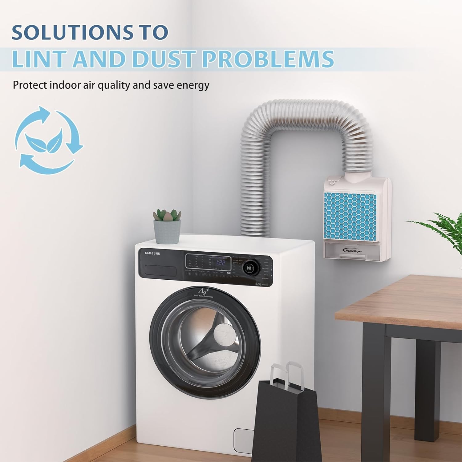 3-in-1 Indoor Dryer Vent Kit, Stainless Steel Filter, Air Quality System & 6 Fil