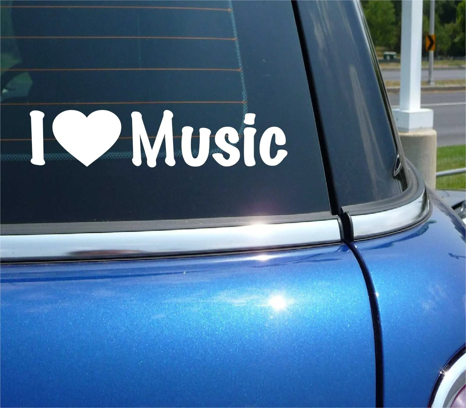 I LOVE MUSIC DECAL STICKER HEART BAND CONCERT PLAY MUSICIAN FUNNY CAR TRUCK