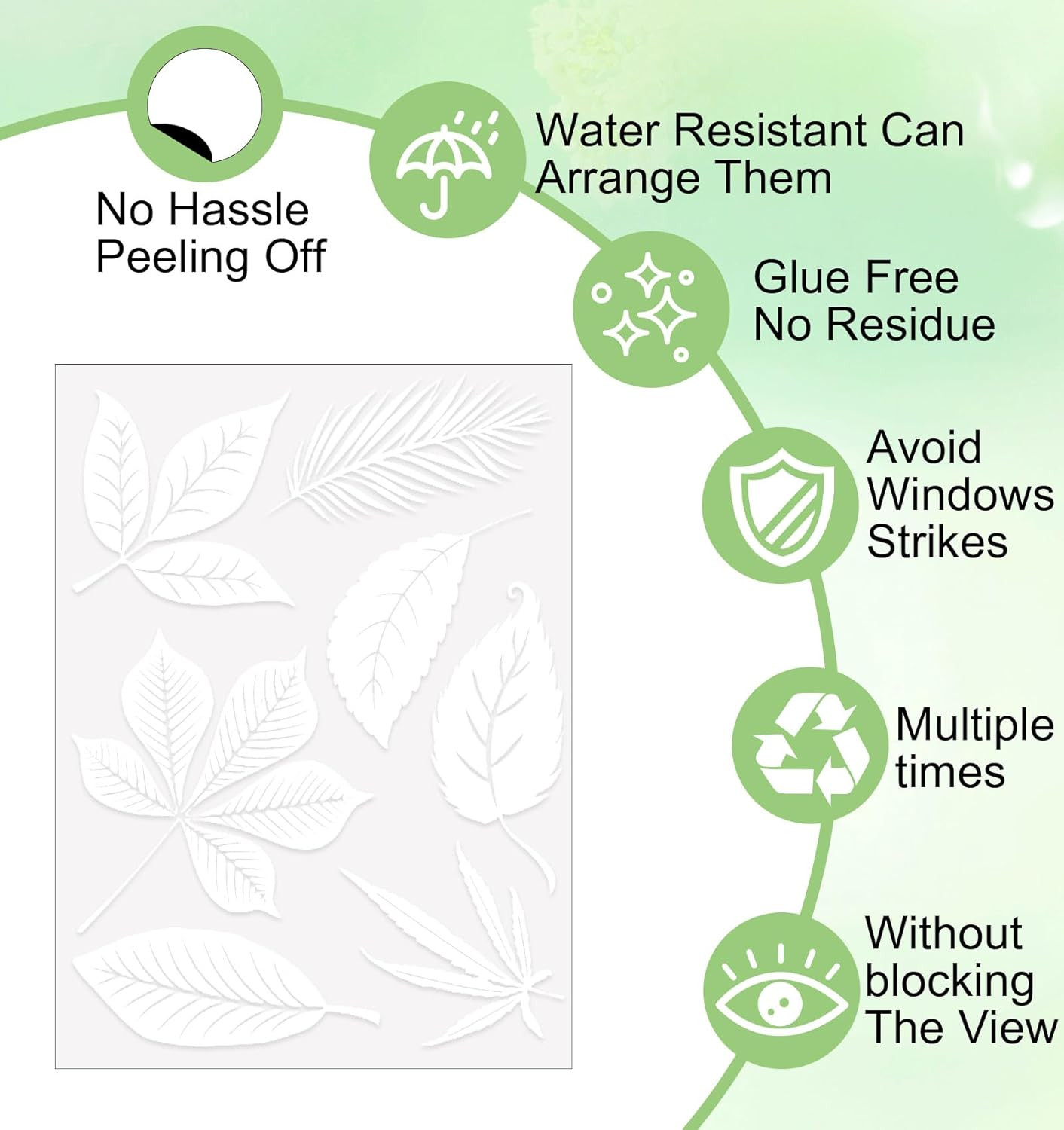 Window Alert Decals for Birds Strikes, 26 Pcs Leaf Window Decals to Prevent Bird