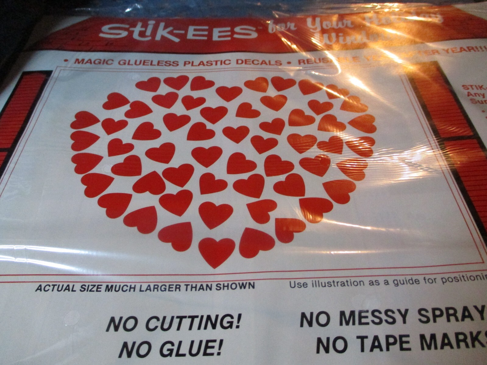 (1068) NOS Stik-ees for Creative Fun Magic Plastic Decals J Hearts