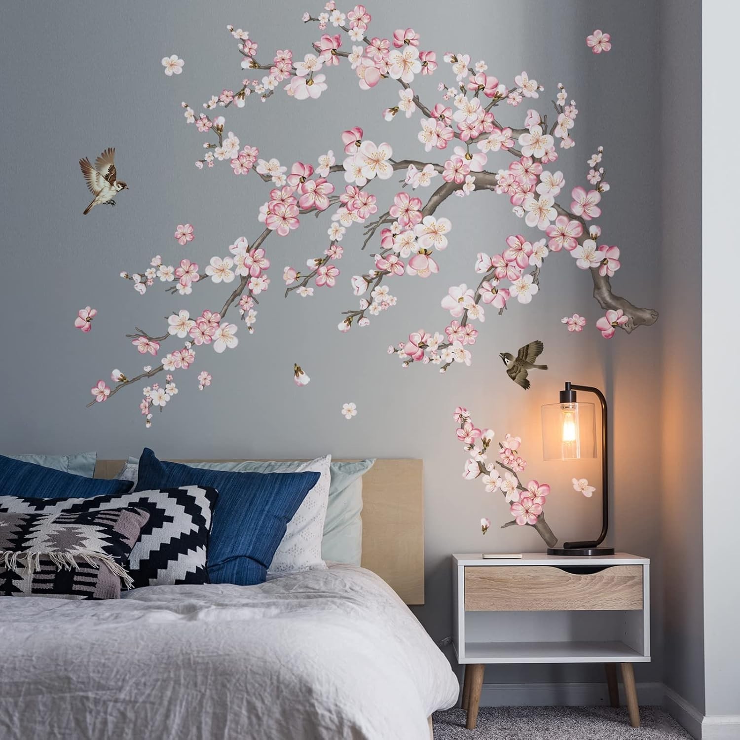 Waterproof Cherry Blossom Wall Art Stickers for Effortless Room Transformation
