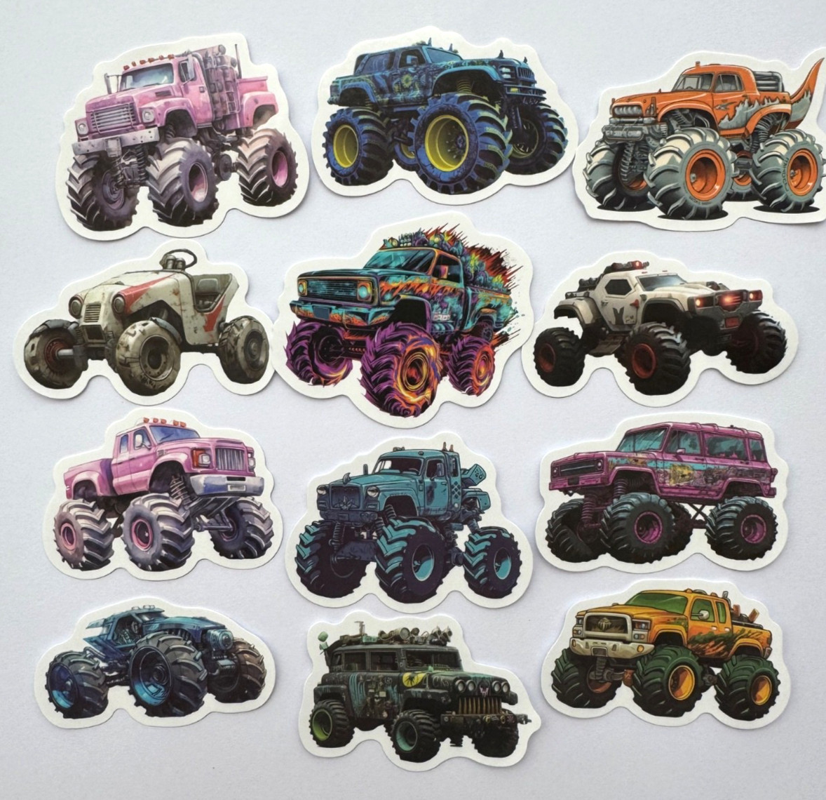 Monster Truck Stickers Off-Road Big Wheel Trucks 7 pcs Random Mix