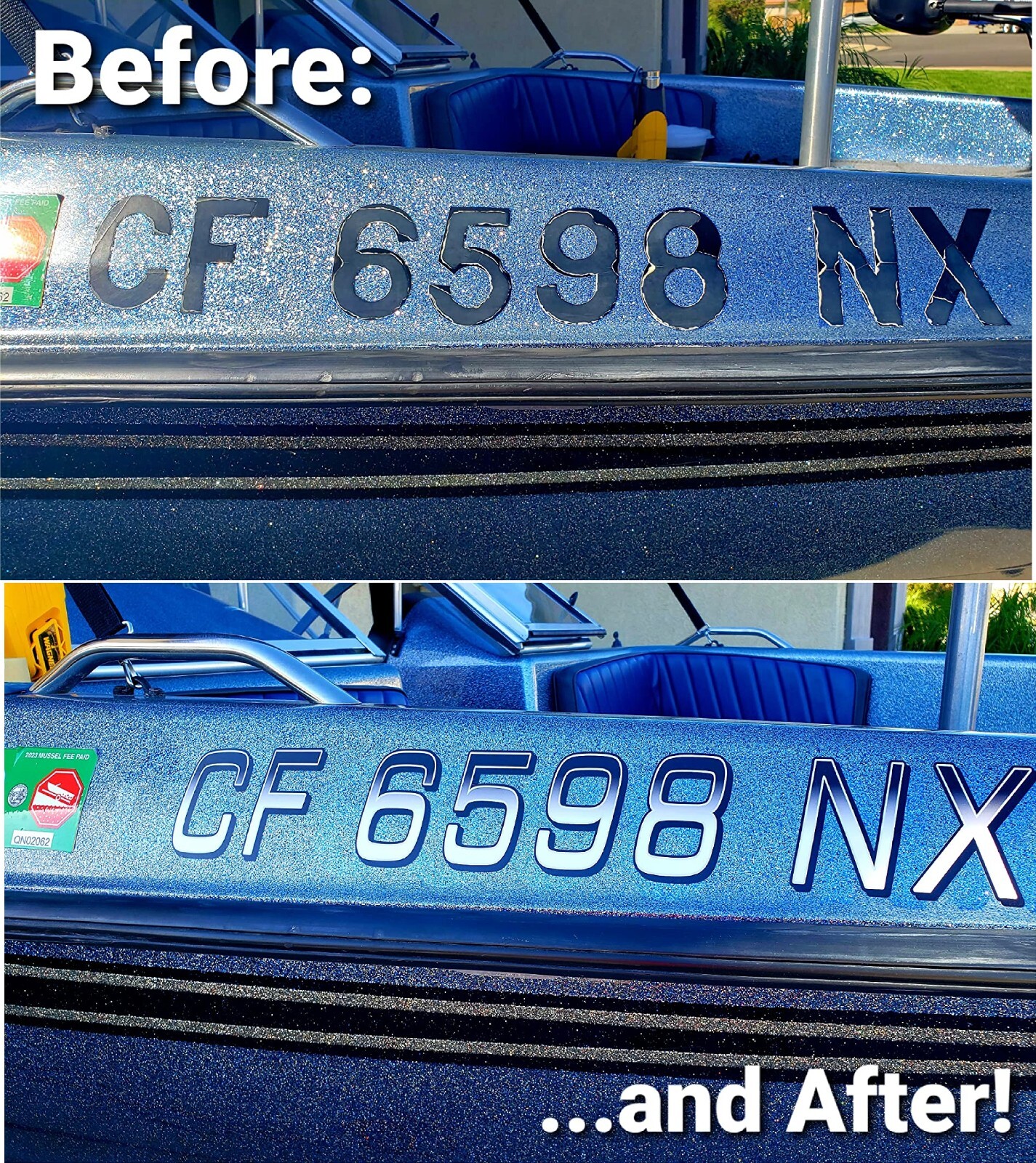 Boat Registration Numbers & Letters 2 Pack 3" x 15" Boat & Jetski Stickers X2GR