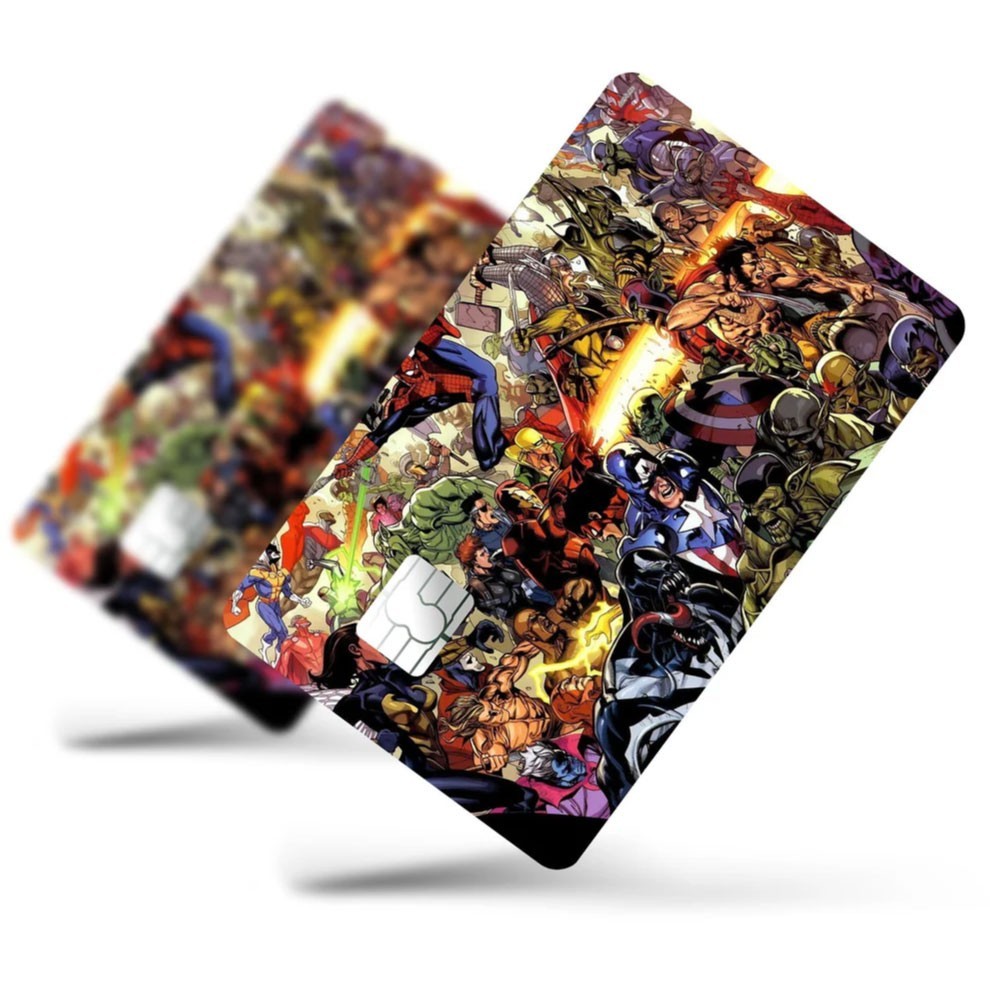 4 Pack Marvel Comics Credit Card Skin Set Superhero Avengers Decal Sticker Cover