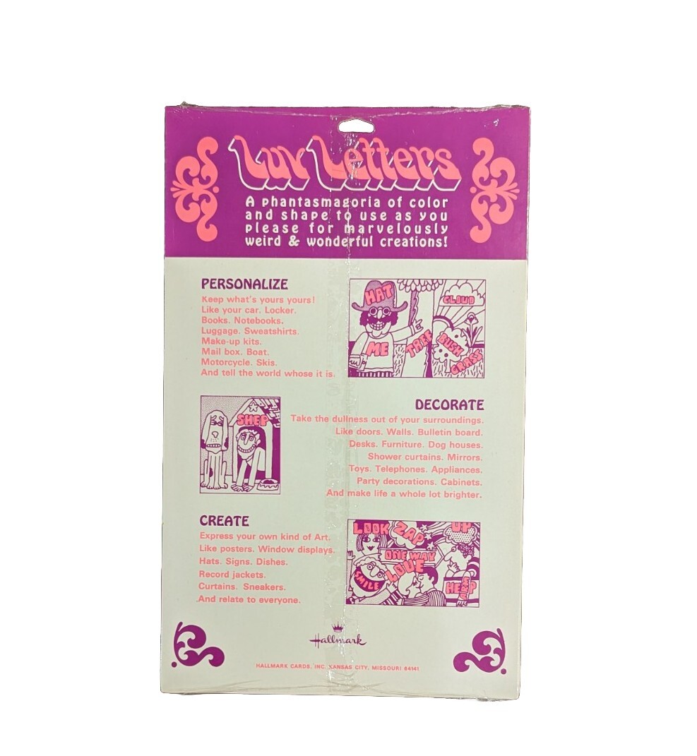 1970s Luv Letters Vintage Hallmark Psychedelic Sticker "A" New & Sealed LARGE