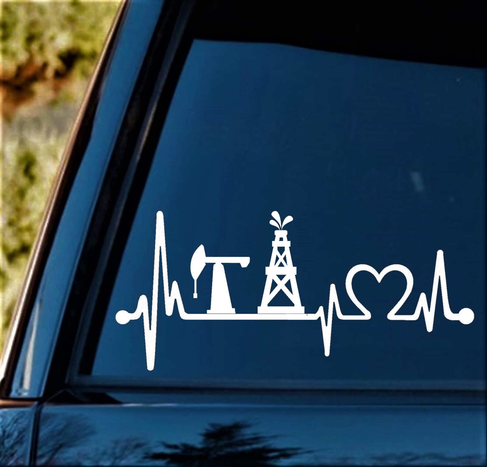 Oilfield Pumpjack Oil Rig Decal Sticker | Pumpjack Heartbeat Decal Sticker BG889