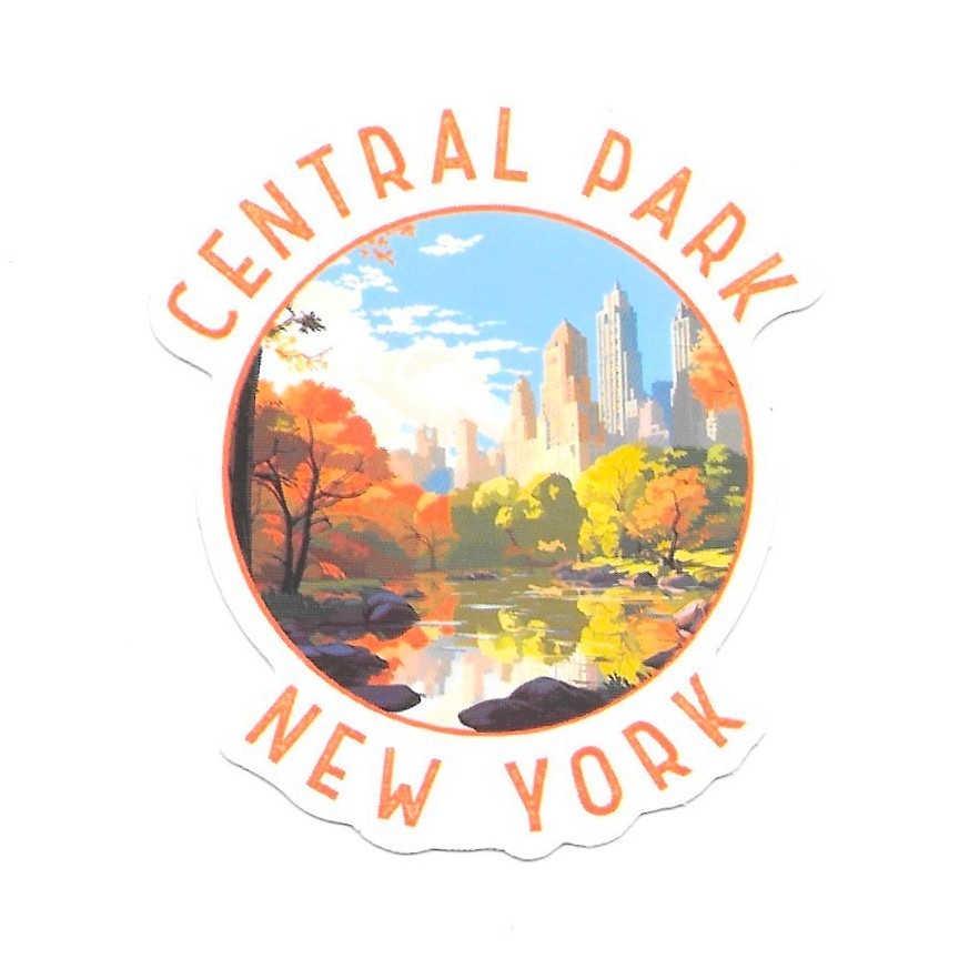 Central Park Vinyl Sticker New York City NYC Skyline Lake Retro Art