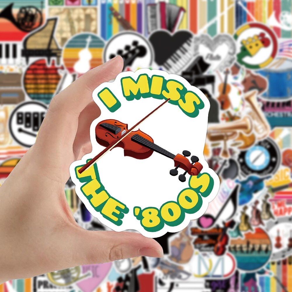 100pcs MUSIC INSTRUMENT Stickers,ORCHESTRA Flute Bassoon Reed Piano Violin, 237