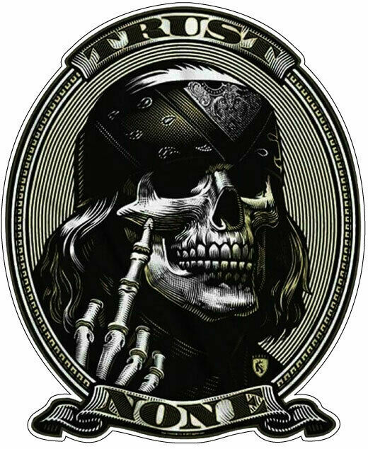 Trust None Punk Skull Biker F Off Logo US Dollar Style Vinyl Sticker Vinyl Decal