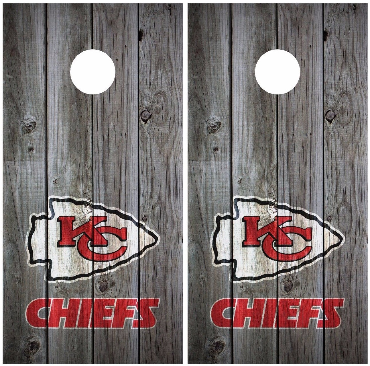 Kansas City Chiefs Vintage Wood Cornhole Board Decal Wrap Wraps (grey)