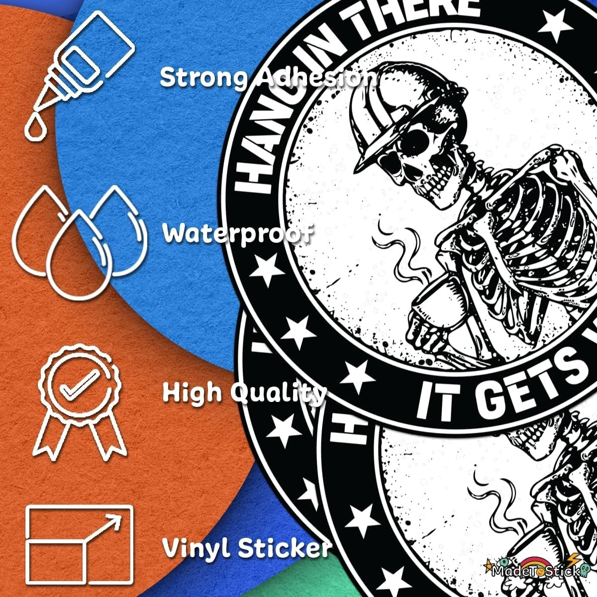 Funny Skeleton 3" x 3" Sticker Vinyl Decal