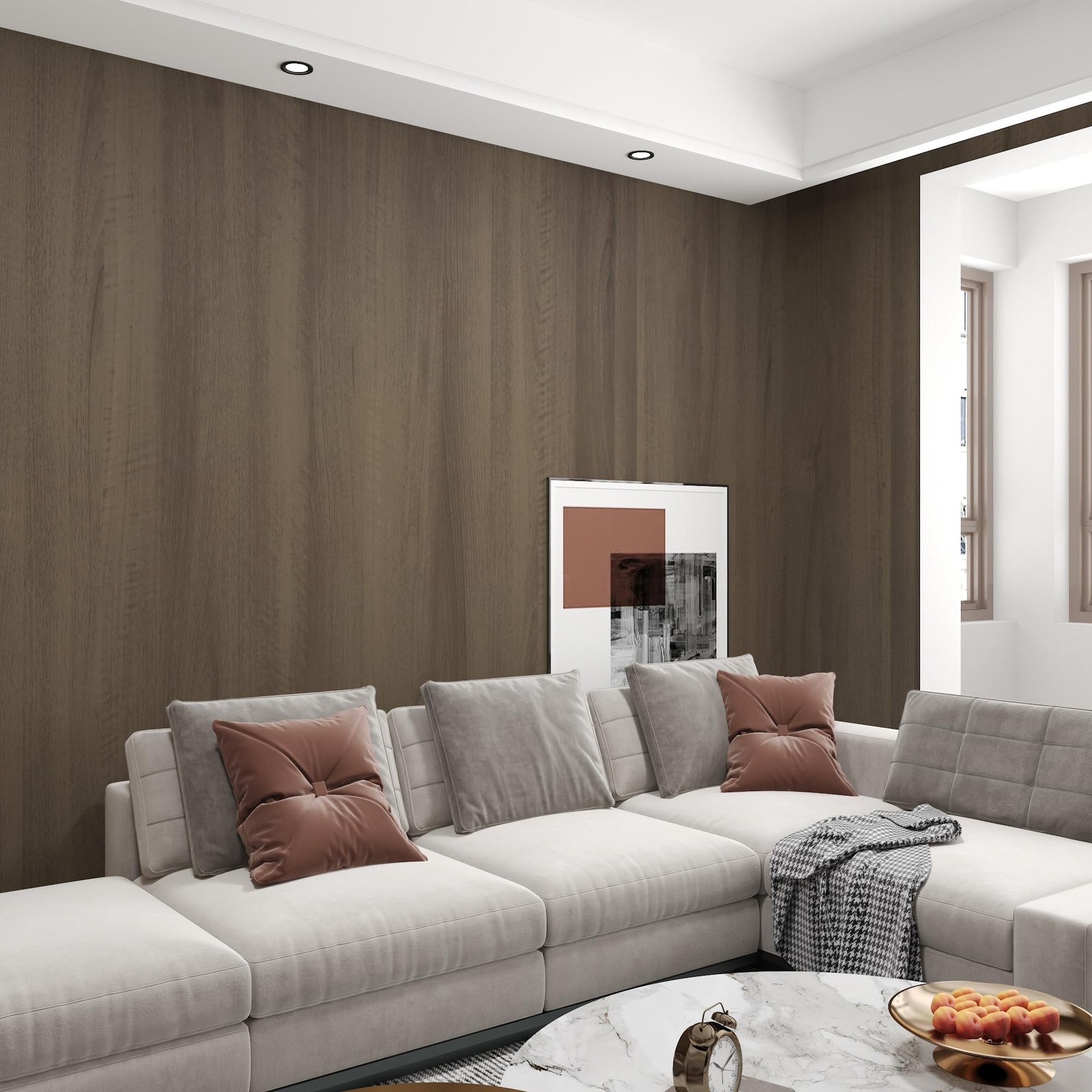 Dark Grey Wood Contact Paper for Cabinet Taupe Walnut Textured Peel and Stick…
