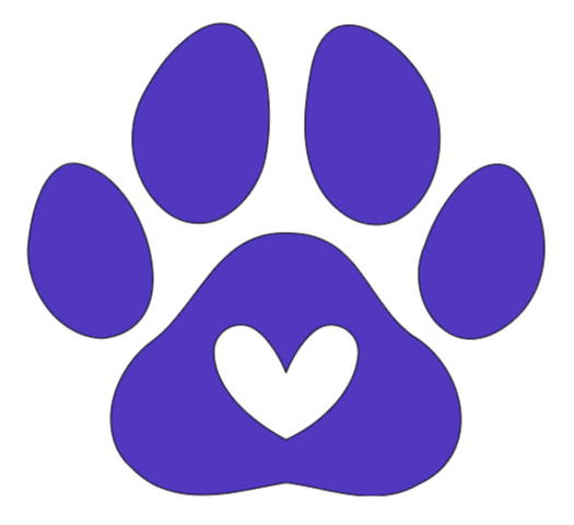 Vinyl Decal, Paw/Heart, Matte Purple, Various Sizes, Indoor/Outdoor