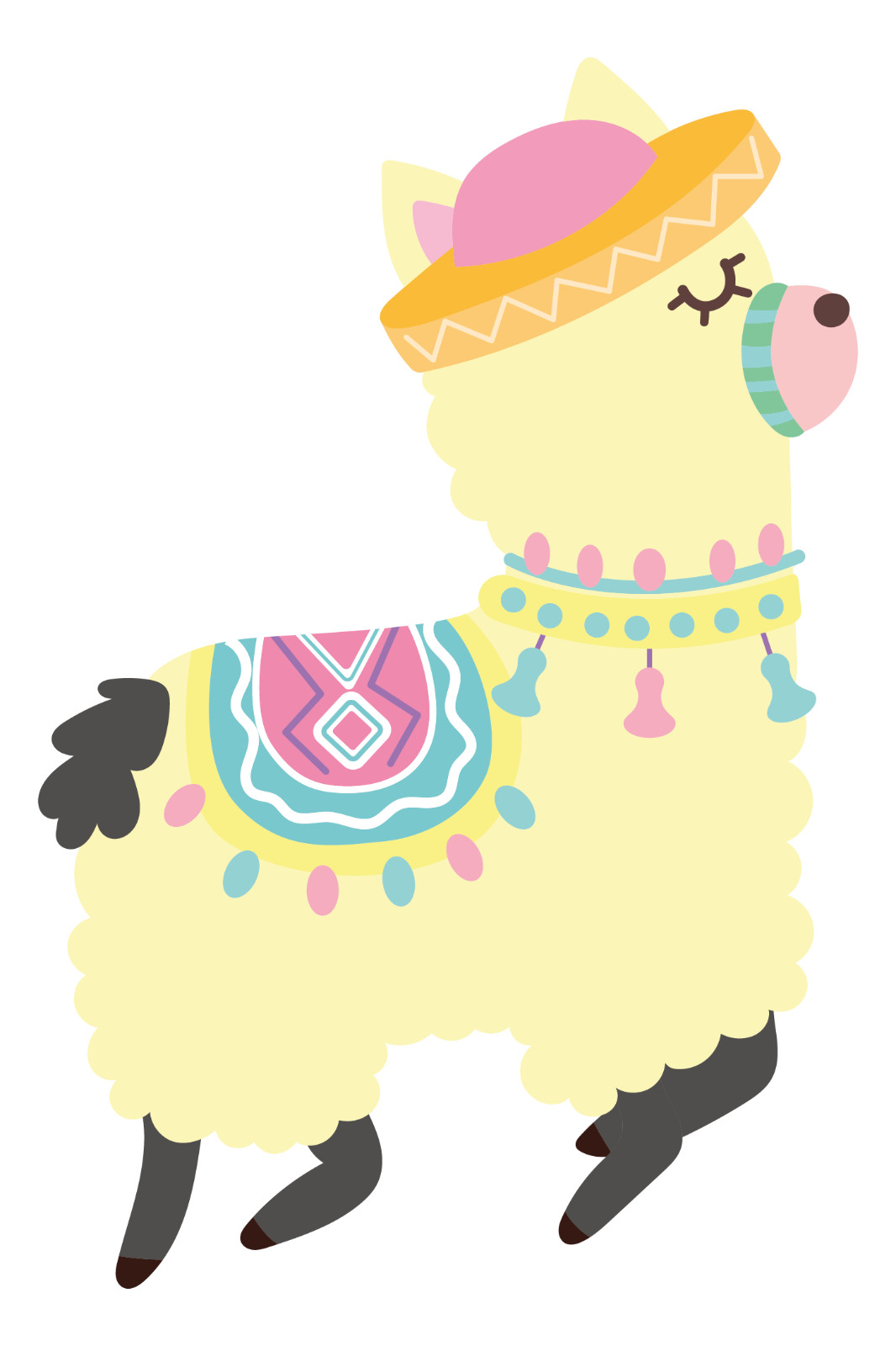 Kids Bedroom Living Room Multicolored Alpaca Decoration Vinyl Wall Decal Sticker